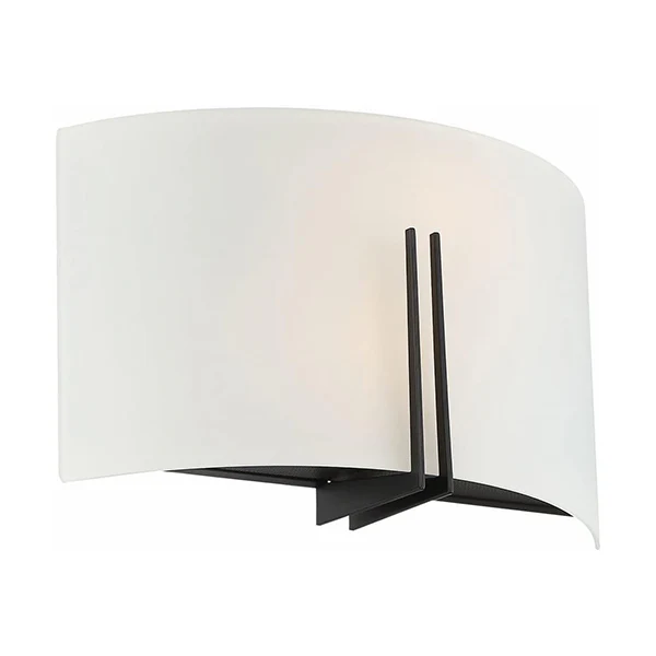 Prong 1-Light Wall Sconce with White Glass Shade, Brushed Steel