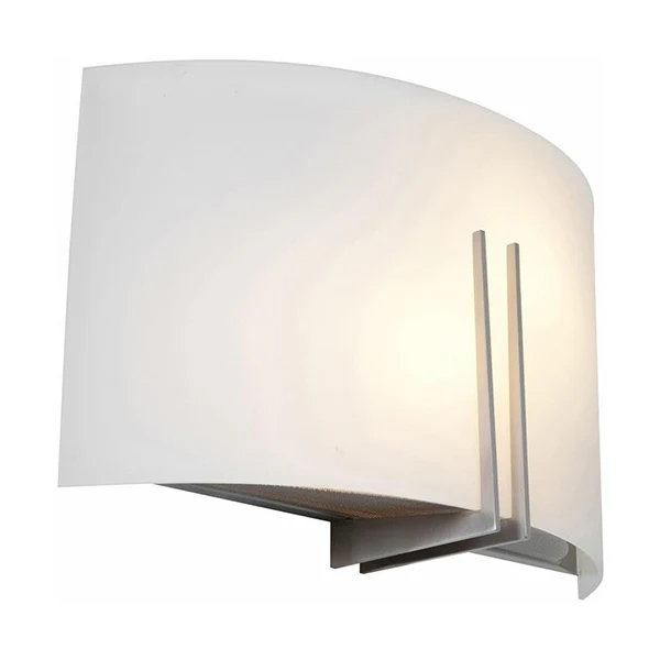 Prong 1-Light Wall Sconce with White Glass Shade, Brushed Steel - Image 2