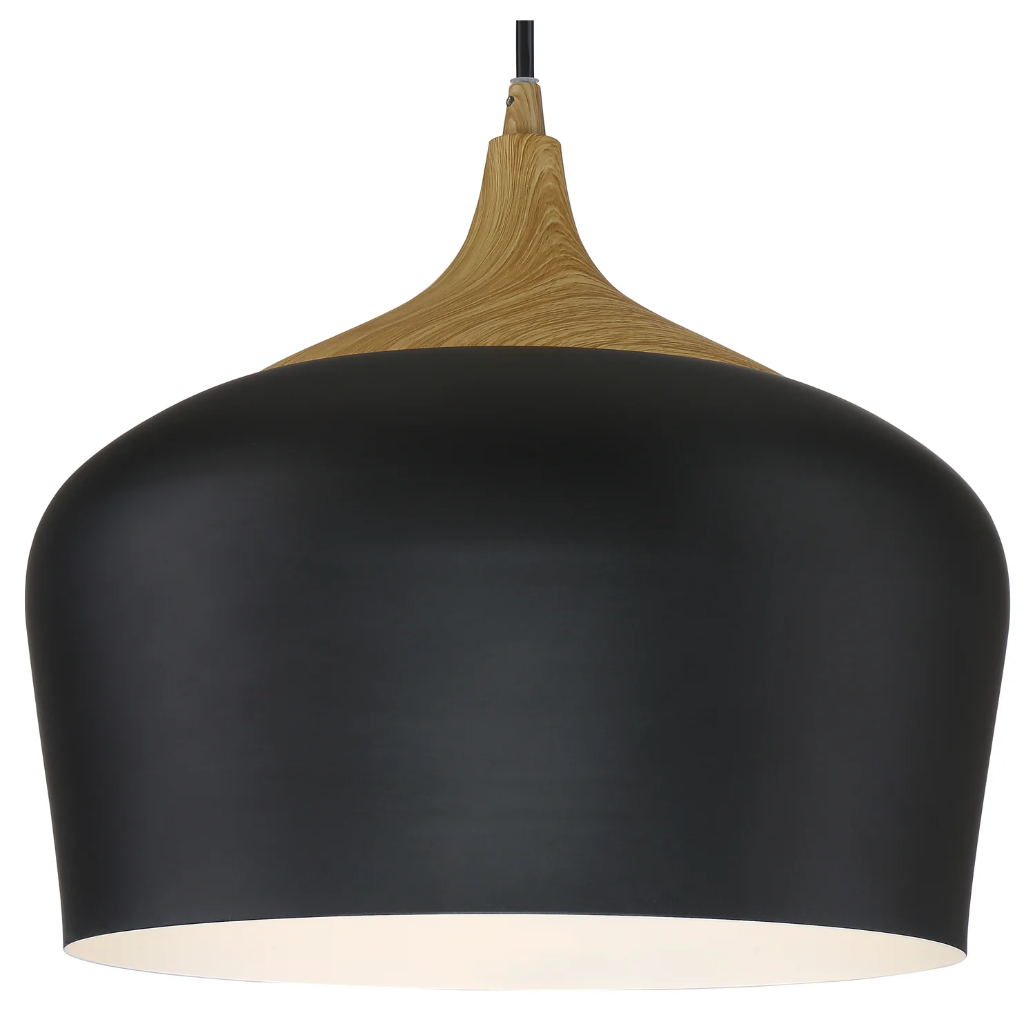Blend 1- Light Wide LED Pendant, Black with Wood Grain - Image 6