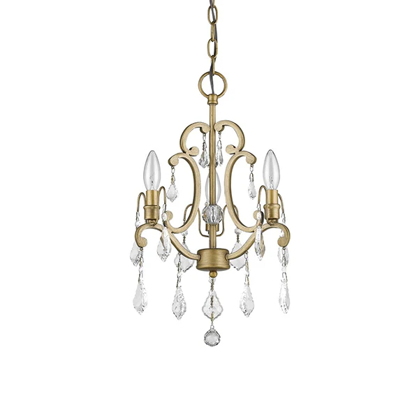 Claire 3-Light Chandelier, Antique Gold