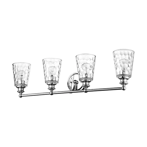 Mae 4-Light Bathroom Vanity Light with Clear Optic Glass Shade, Chrome