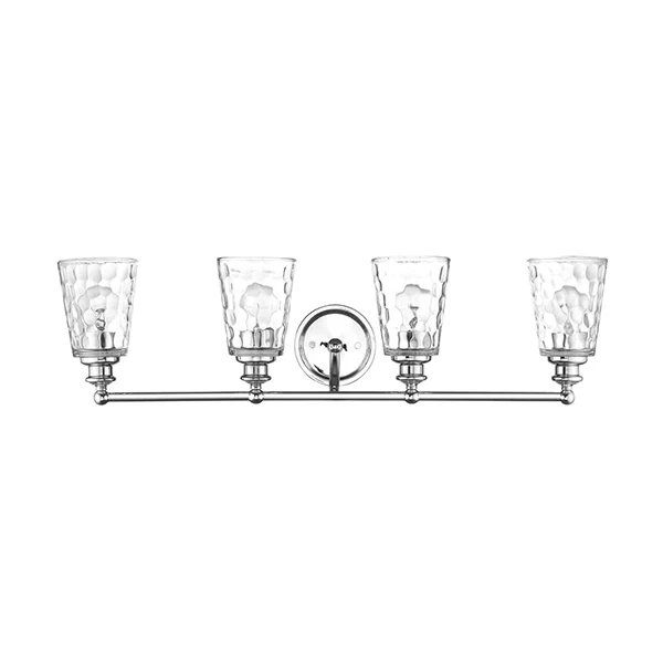 Mae 4-Light Bathroom Vanity Light with Clear Optic Glass Shade, Chrome - Image 3