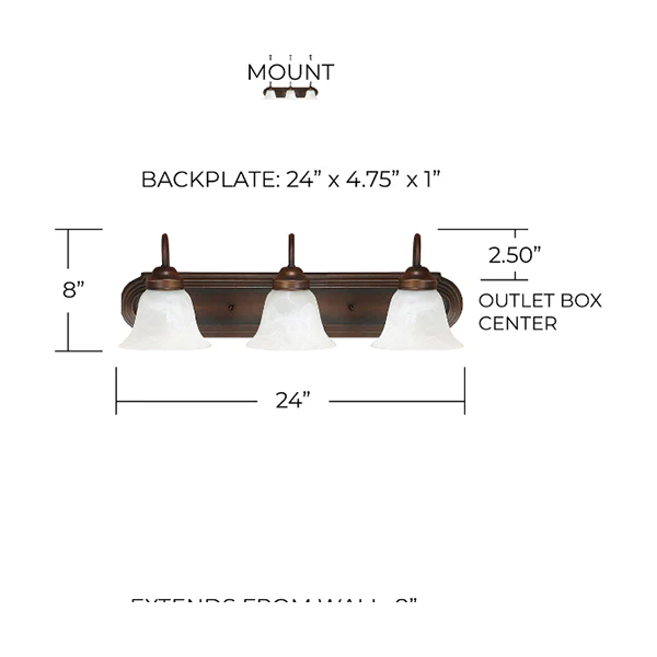 Arthur 3-Light Bathroom Vanity Light with Alabaster Glass Shade, Burnished Bronze - Image 2