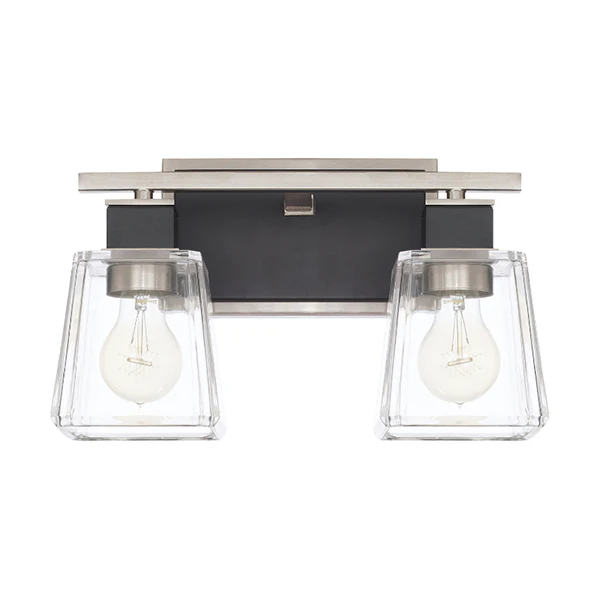 Tux 2-Light 13-1/2 in Bathroom Vanity Light, Black