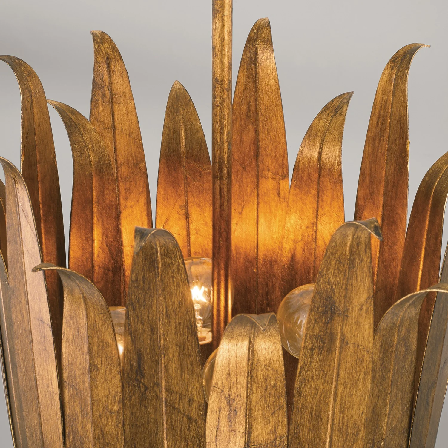 16 in W x 22 in H 4-Light Botanical Tall Foyer Pendant in Antique Gold - Image 3