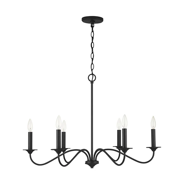 Vincent 6-Light Chandelier, Black Iron