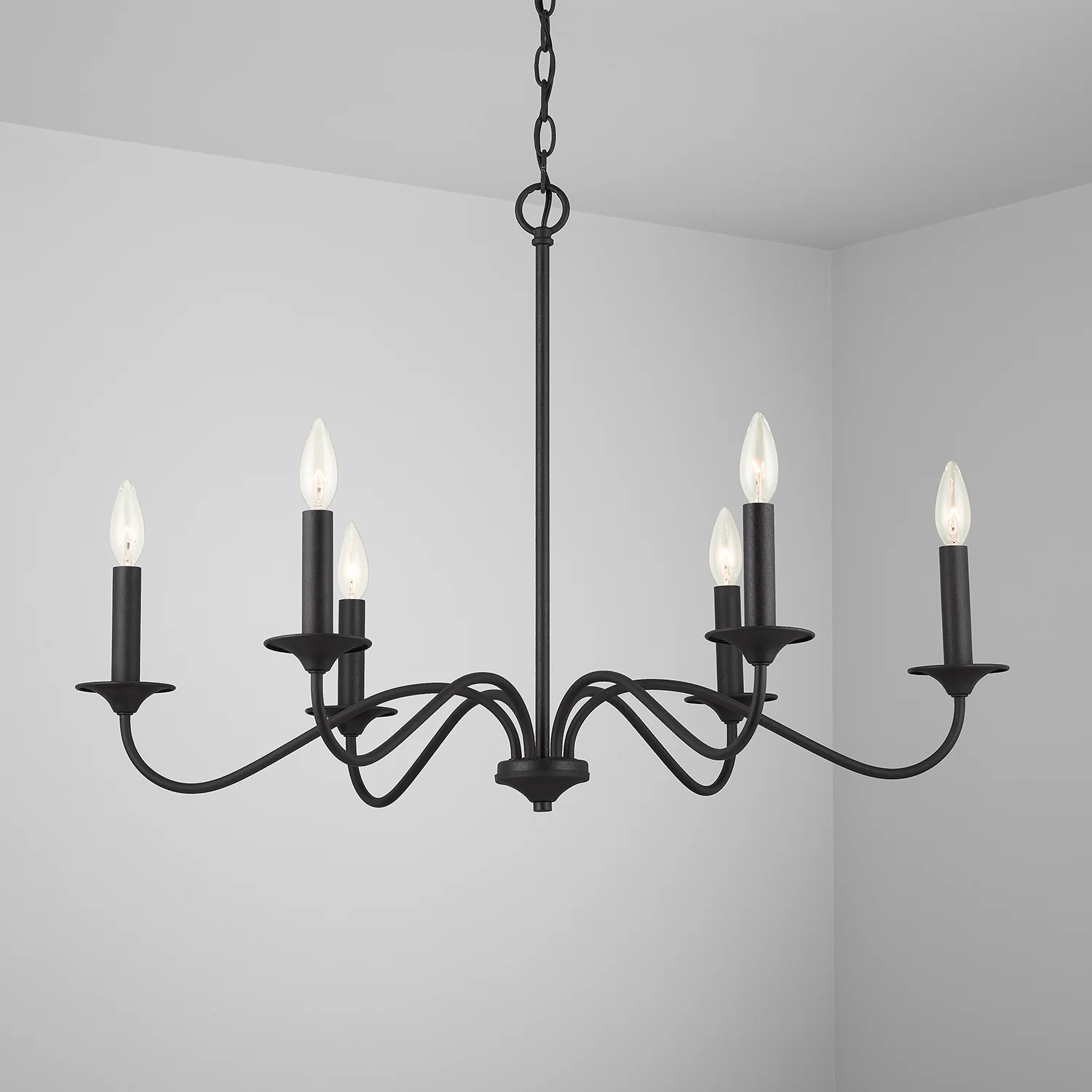 Vincent 6-Light Chandelier, Black Iron - Image 4