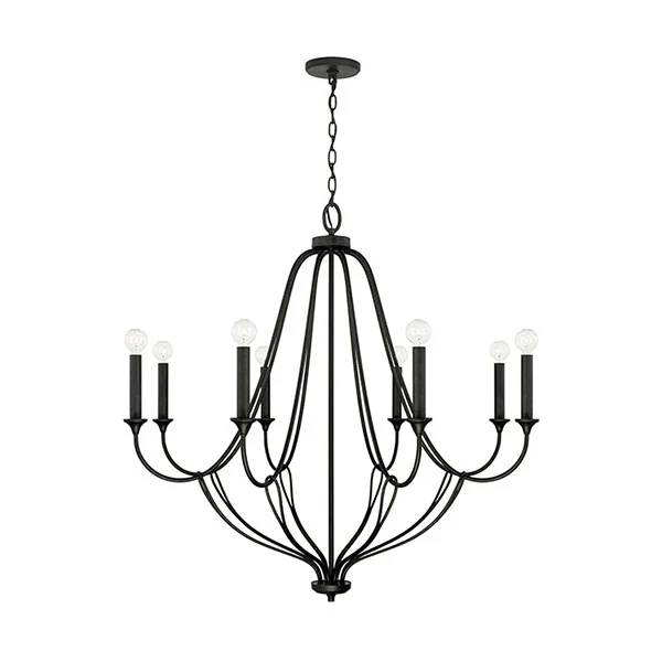 Bentley 8-Light Large Chandelier, Black Iron