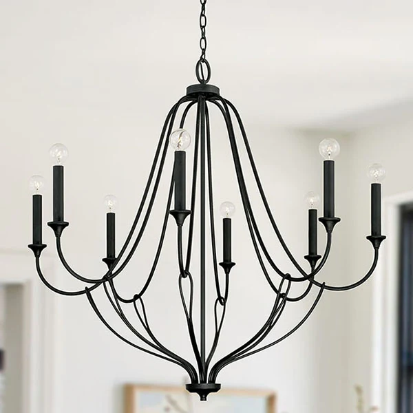 Bentley 8-Light Large Chandelier, Black Iron - Image 3