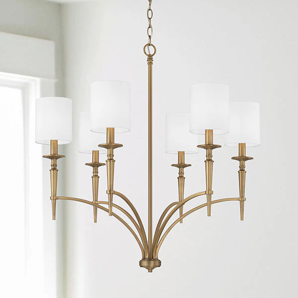 Abbie 6-Light Chandelier, Aged Brass - Image 3