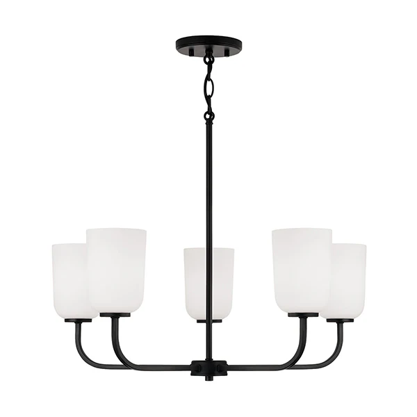 Lawson 5-Light Chandelier with Soft White Glass, Matte Black