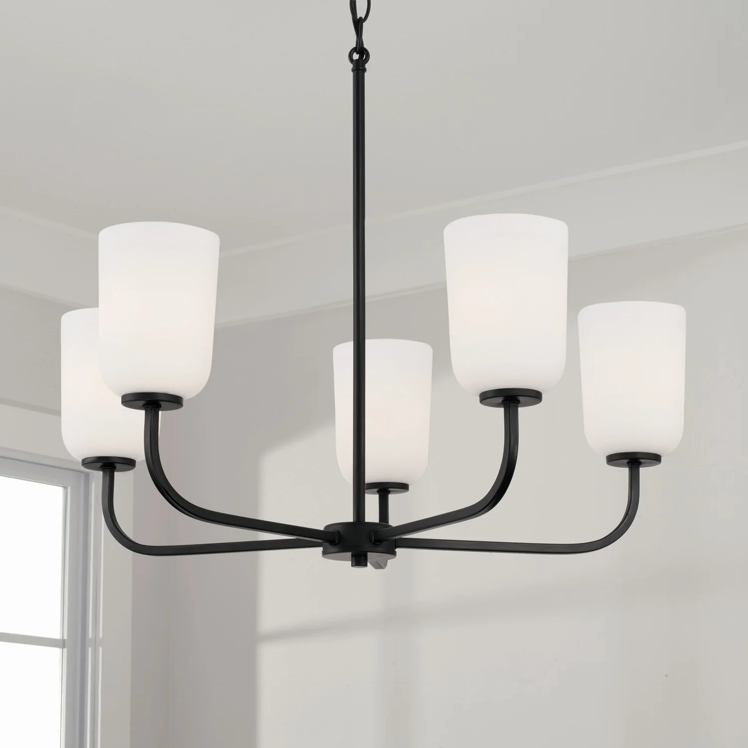 Lawson 5-Light Chandelier with Soft White Glass, Matte Black - Image 5