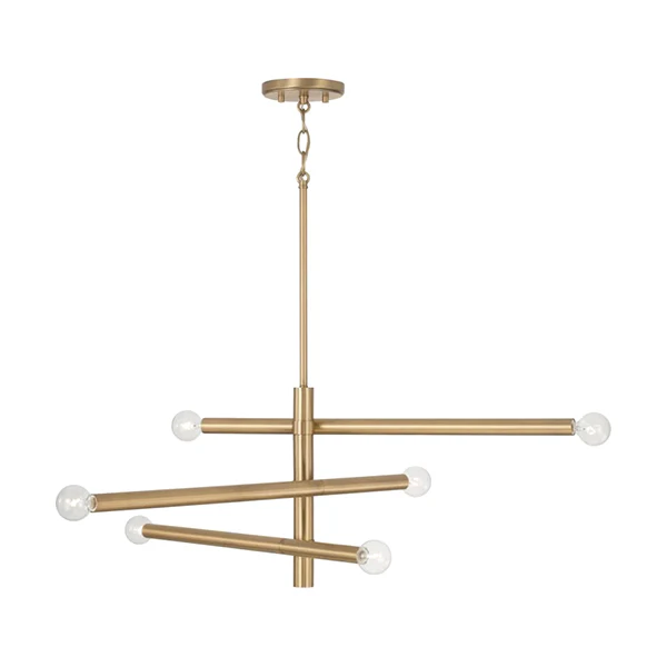 Zane 6-Light Modern Sputnik Chandelier, Aged Brass