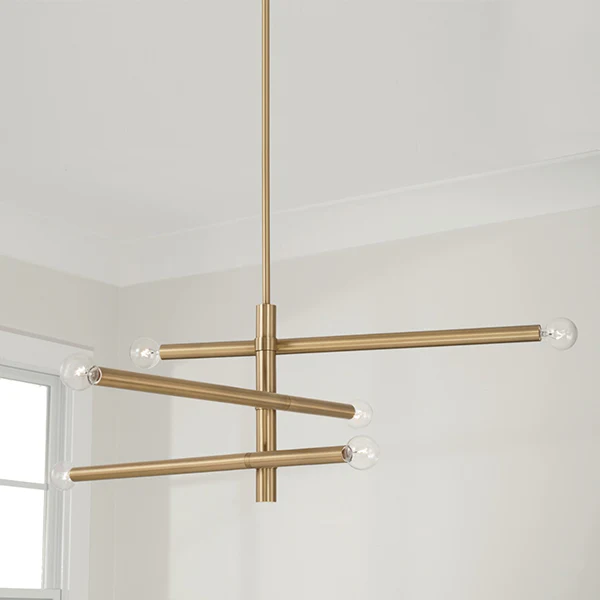 Zane 6-Light Modern Sputnik Chandelier, Aged Brass - Image 2