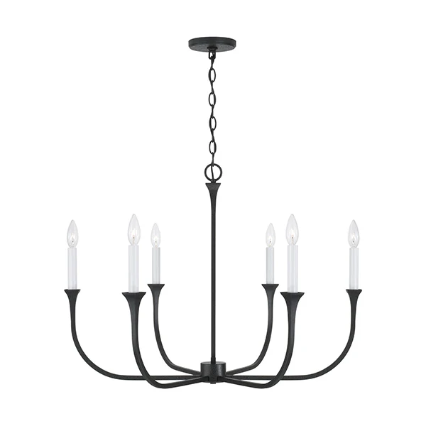 Decklan 6-Light Medium Chandelier, Black Iron
