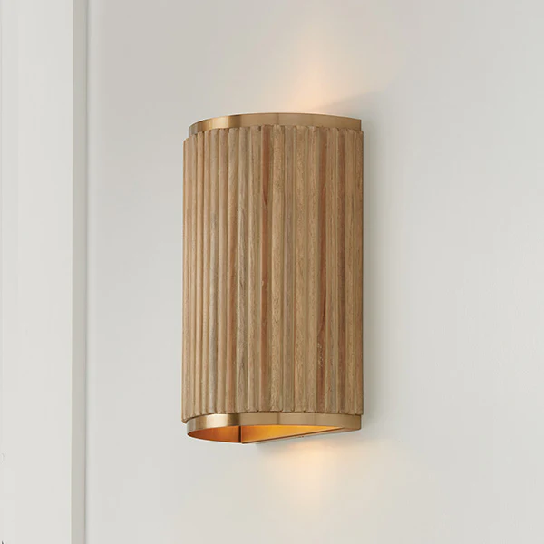 Donovan 2-Light Wall Sconce with White Fabric Shades, White Wash/Matte Brass - Image 3