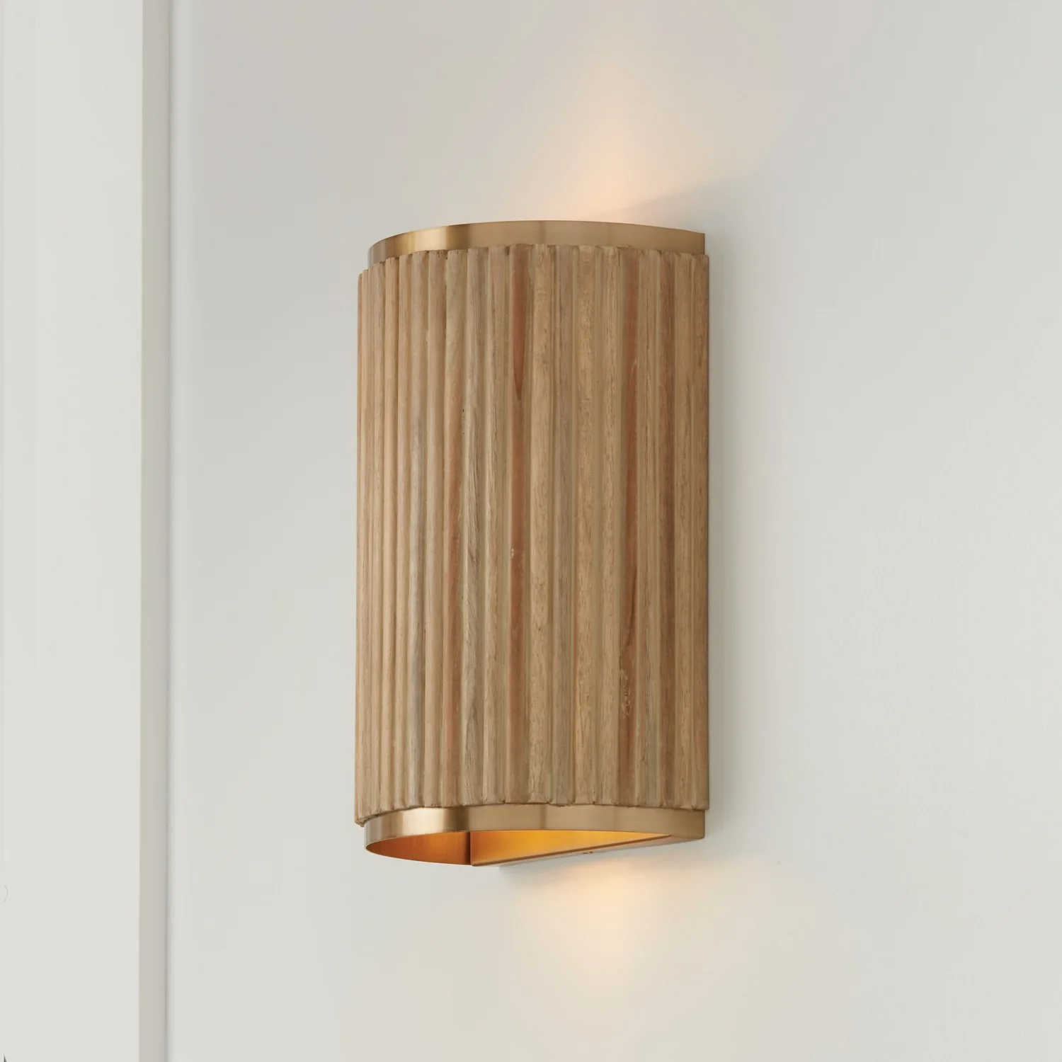 Donovan 2-Light Wall Sconce with White Fabric Shades, White Wash/Matte Brass - Image 4