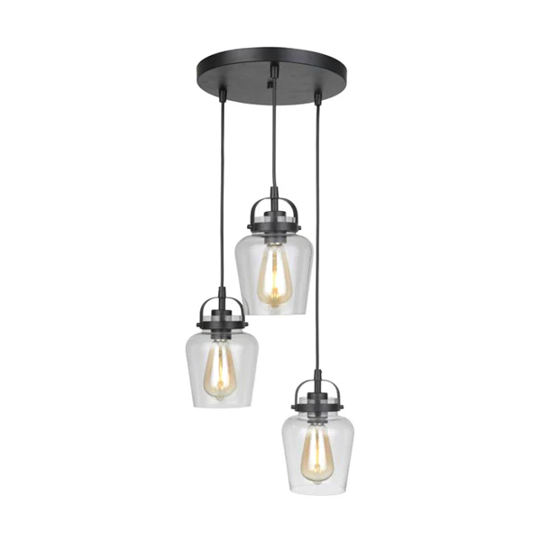 Trystan 3-Light Pendant, Matte Black