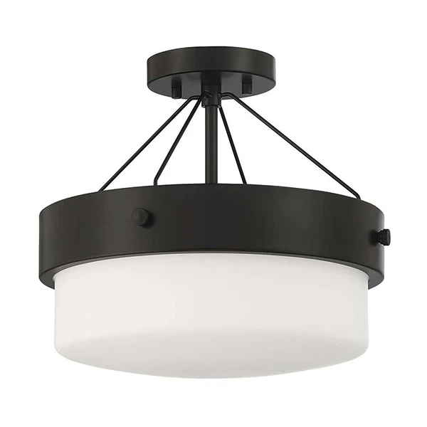Oak Street 2-Light Convertible Semi-Flush Mount Ceiling Light, Flat Black