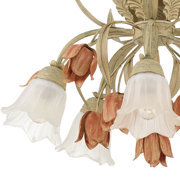Southport 5-Light Floral Semi-Flush Mount Ceiling Light, Sage Rose - Image 2