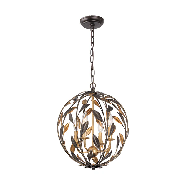 Broche 16 in Chandelier, English Bronze + Antique Gold