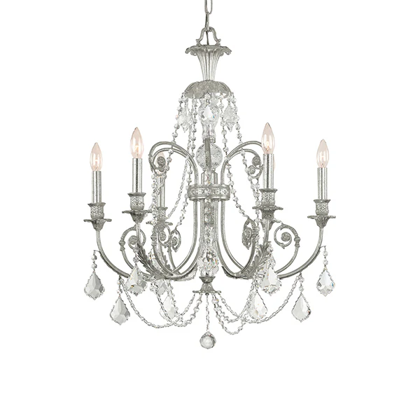 Regis 6 Light 26 in Chandelier, Olde Silver