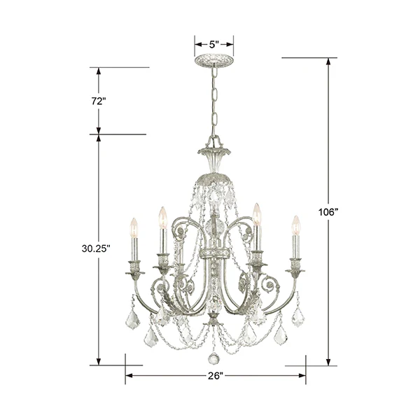 Regis 6 Light 26 in Chandelier, Olde Silver - Image 2