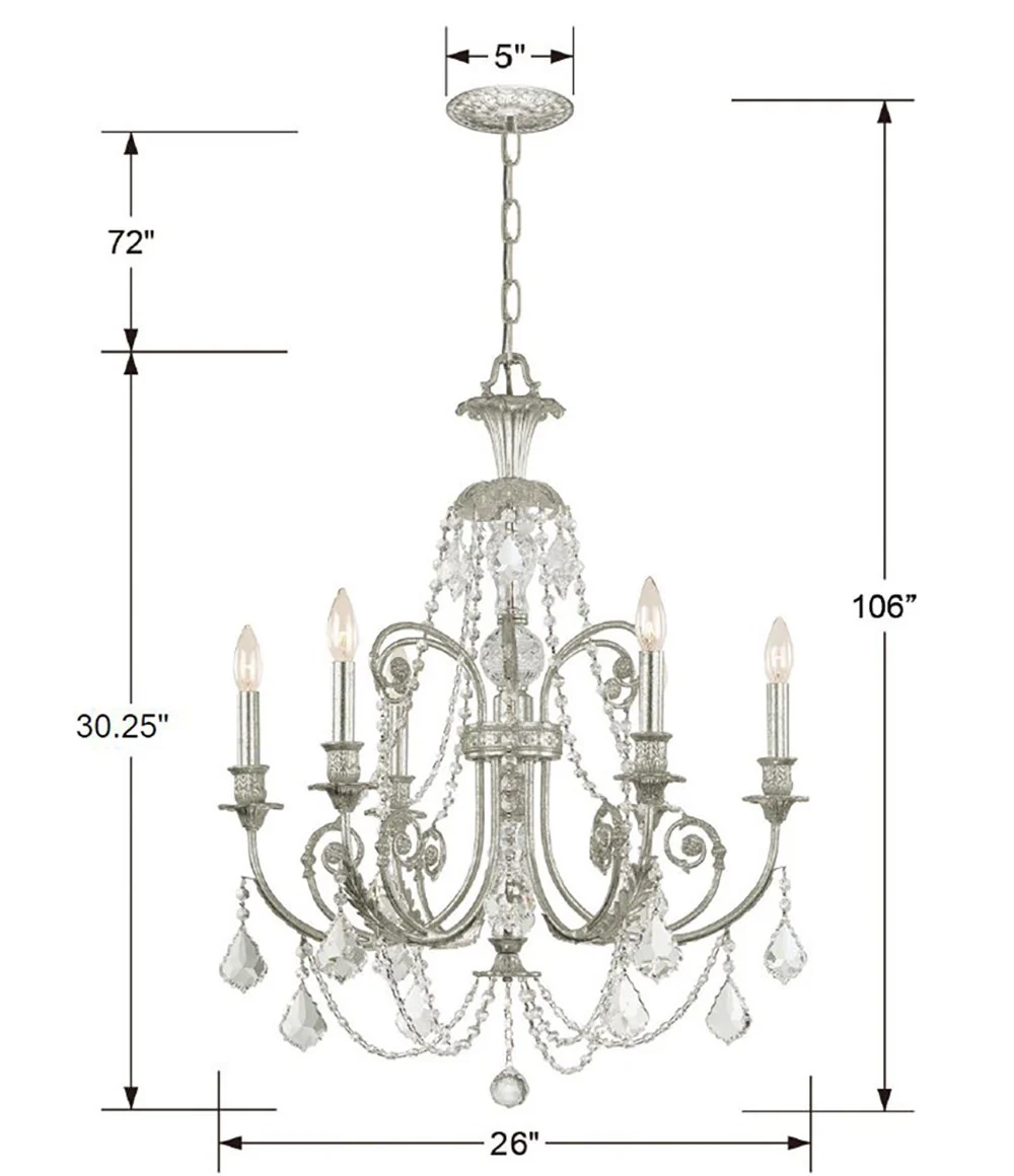 Regis 6 Light 26 in Chandelier, Olde Silver - Image 3