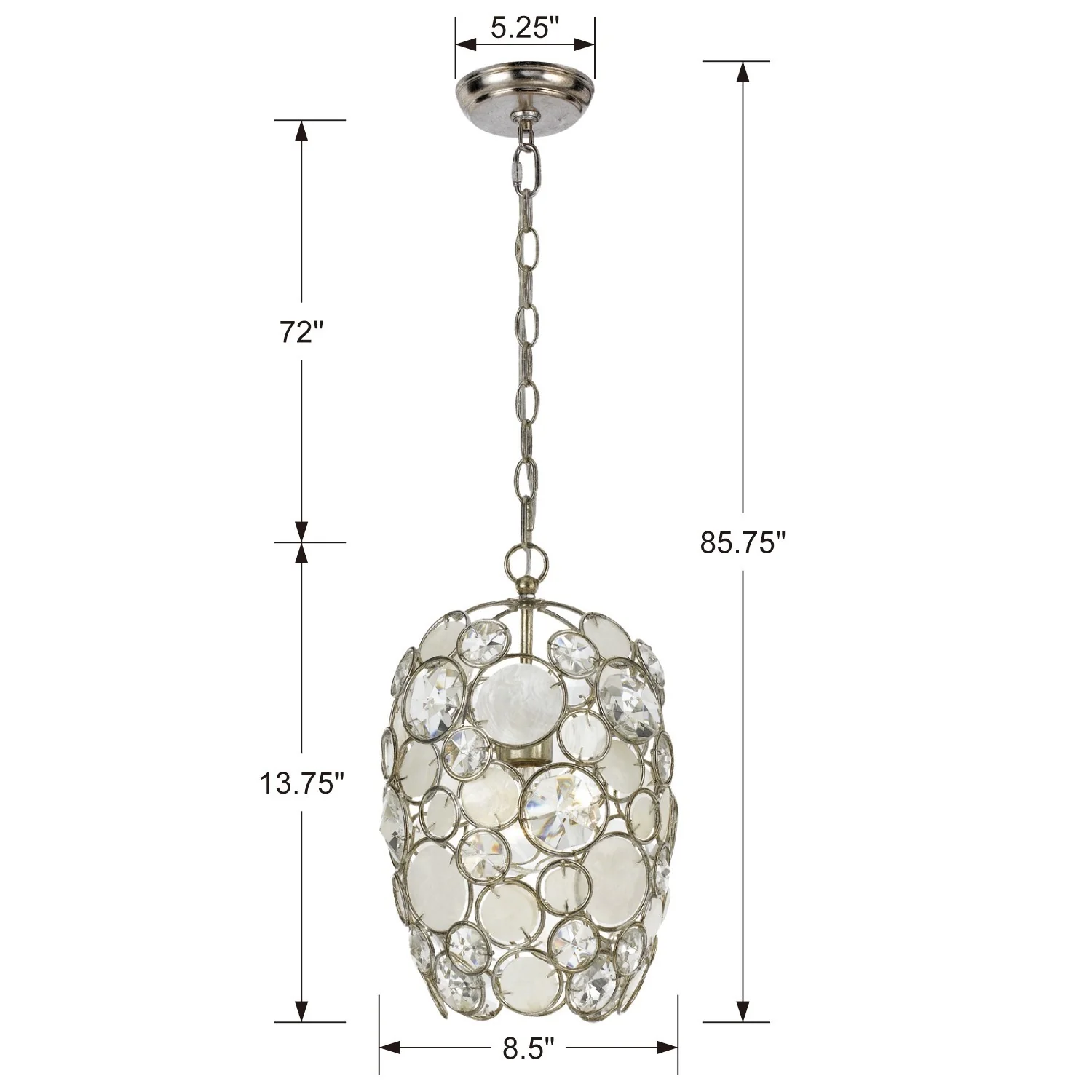 Palla 8.5 in Chandelier, Antique Silver - Image 3