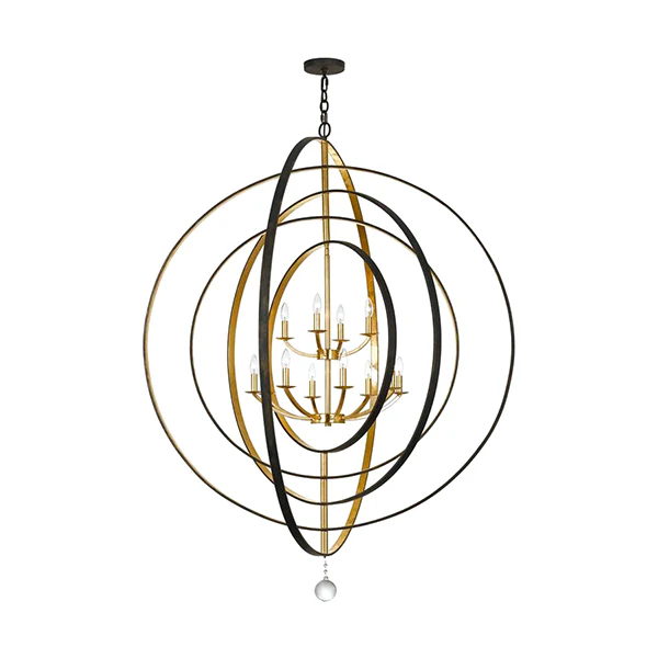 Luna 60 in Chandelier, English Bronze + Antique Gold