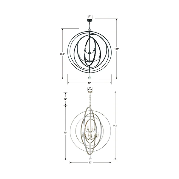 Luna 60 in Chandelier, English Bronze + Antique Gold - Image 2