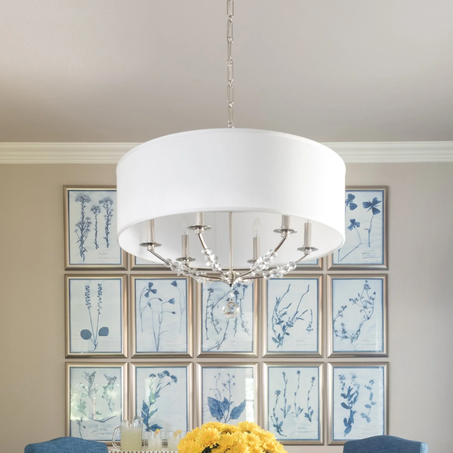 6-Light Chandelier, Polished Nickel Finish - Image 2
