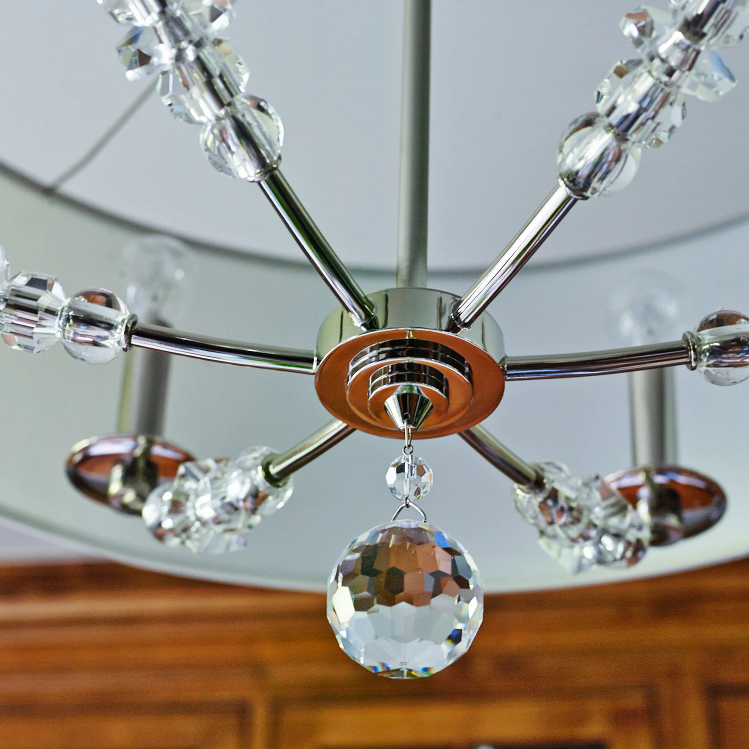 6-Light Chandelier, Polished Nickel Finish - Image 3