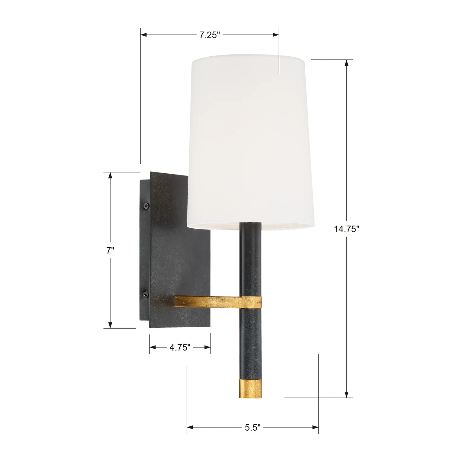 Weston 1-Light Wall Sconce with White Fabric Shade, Antique Gold - Image 6
