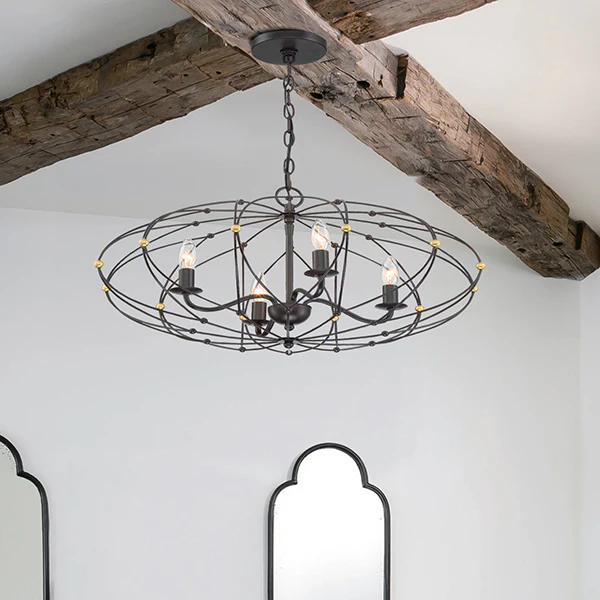 Zucca 4-Light Chandelier, English Bronze/Antique Gold - Image 2