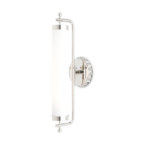 Latimer 1-Light 5 in Wall Sconce with Milk Glass Shade, Nickel