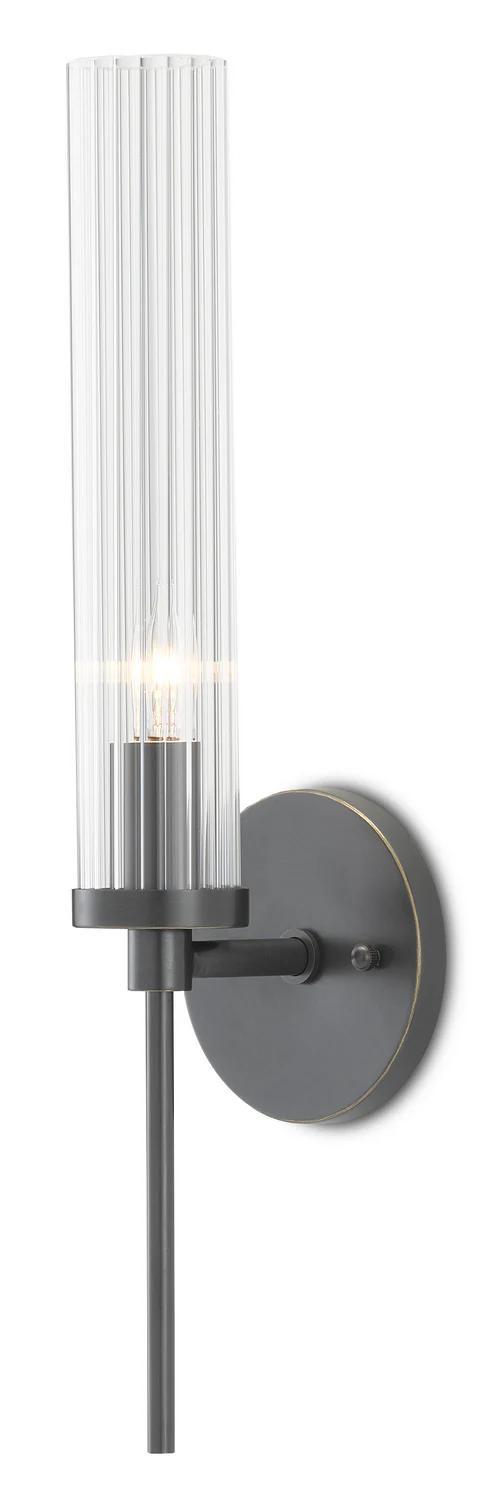 Bellings 1-Light 18-1/4 in Wall Sconce with Fluted Clear Glass Shade, Oil Rubbed Bronze - Image 2