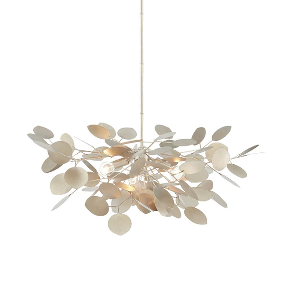 Lunaria 4-Light Small Chandelier, Contemporary Silver Leaf