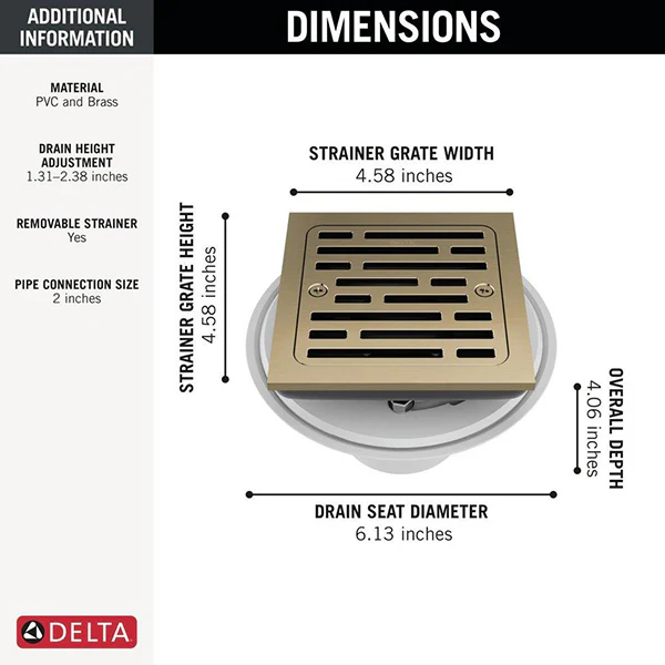 Decorative 4 in Square Tile-In Shower Drain - Image 10
