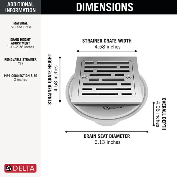 Decorative 4 in Square Tile-In Shower Drain - Image 9