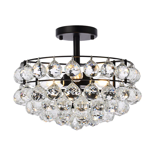 Savannah 3-Light Semi-Flush Mount Ceiling Light, Black
