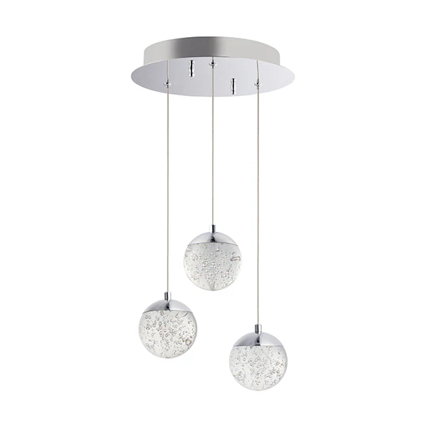 Orb II 3-Light Pendant, Polished Chrome