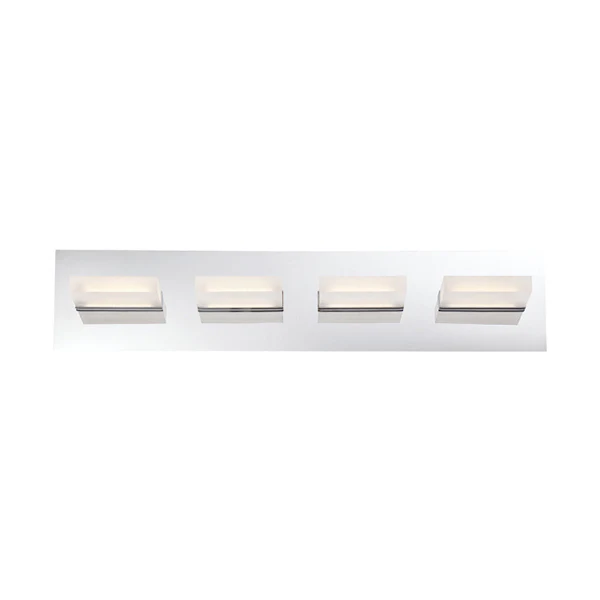 Olson 5-Light 24 in Bathroom Vanity Light with Frosted Acrylic Shade, Chrome