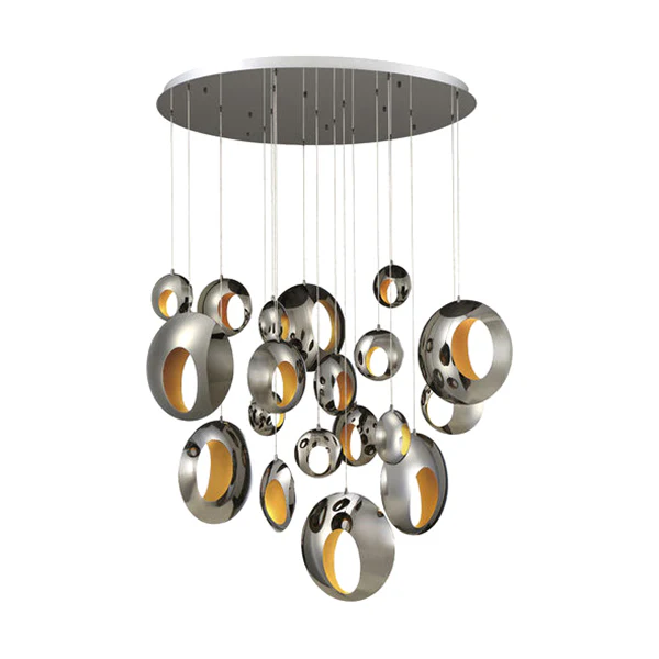 Arlington 19-Light LED Chandelier Ceiling-Light, Black Chrome