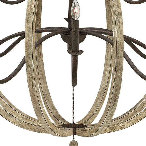 Middlefield Large Open Frame 2-Tier Chandelier, Iron Rust/Weathered Ash Accents - Image 2