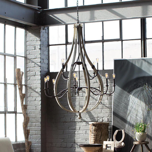 Middlefield Large Open Frame 2-Tier Chandelier, Iron Rust/Weathered Ash Accents - Image 3