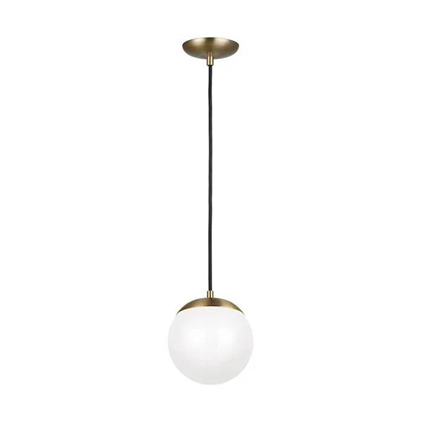 Leo Hanging Globe Small LED Pendant, Satin Brass