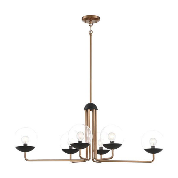 Outer Limits 6-Light Wide Linear Chandelier, Black/Bronze