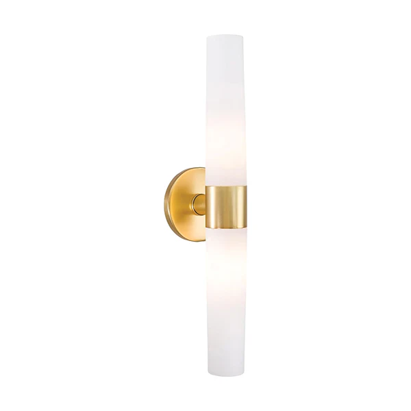 Saber 2-Light Bathroom Vanity Light with Opal Glass Shade, Honey Gold - Image 2