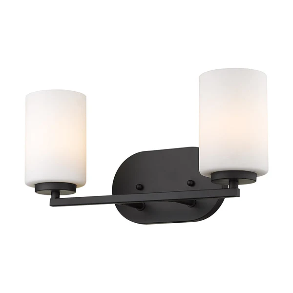 Manhattan 2-Light 16 in Bathroom Vanity Light, Matte Black